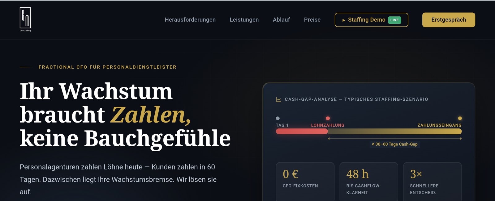 Startseite von GM Controlling